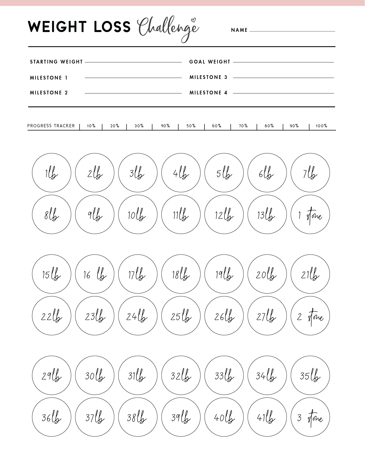 weight loss template free - world of printables